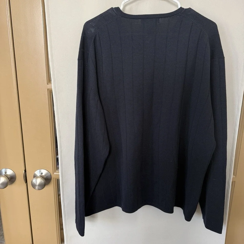 Banana Republic Men's XL Black Italian Merino Wool V-Neck Long‎ Sleeve Sweater